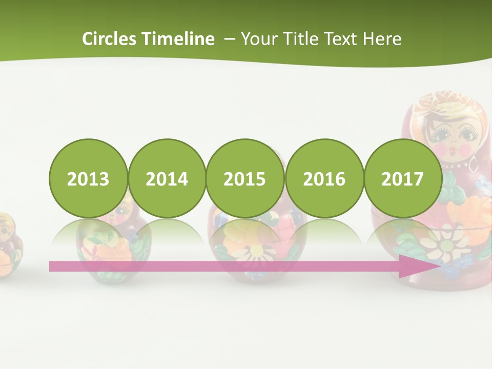 Group Of Russian Nested Babushka Dolls On White PowerPoint Template