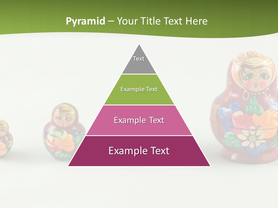 Group Of Russian Nested Babushka Dolls On White PowerPoint Template