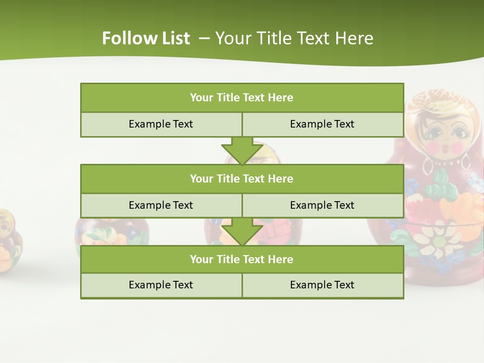 Group Of Russian Nested Babushka Dolls On White PowerPoint Template