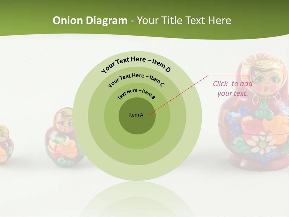 Group Of Russian Nested Babushka Dolls On White PowerPoint Template