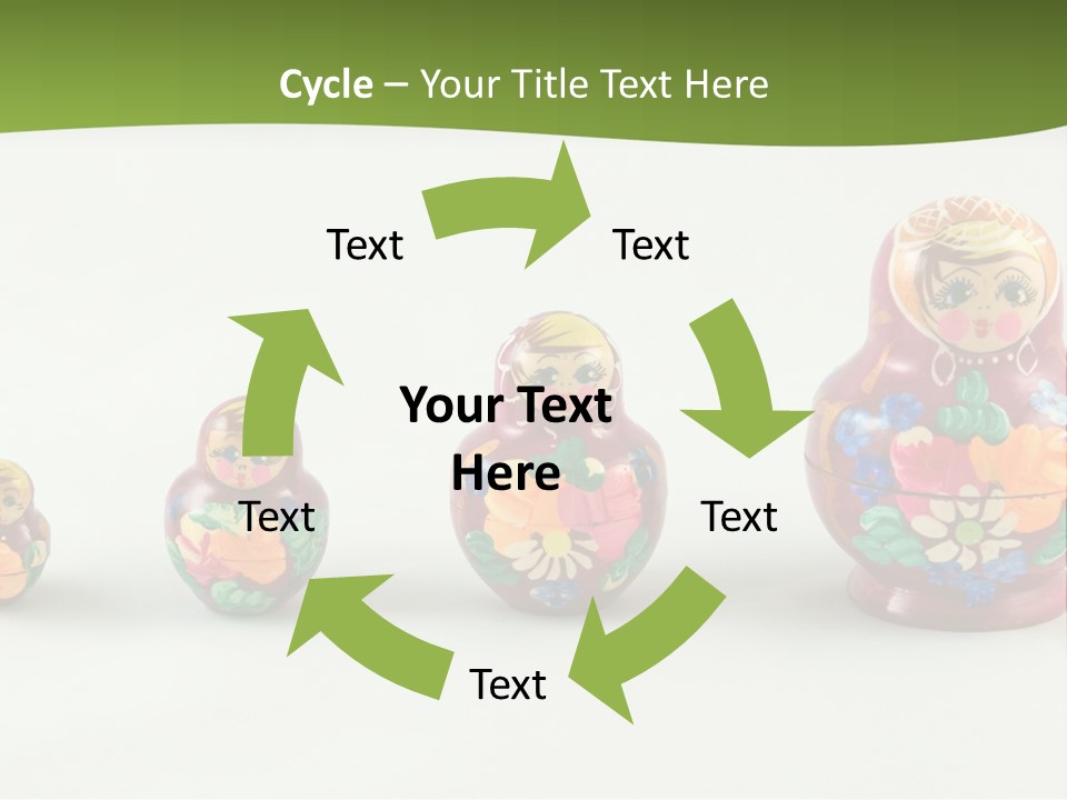 Group Of Russian Nested Babushka Dolls On White PowerPoint Template