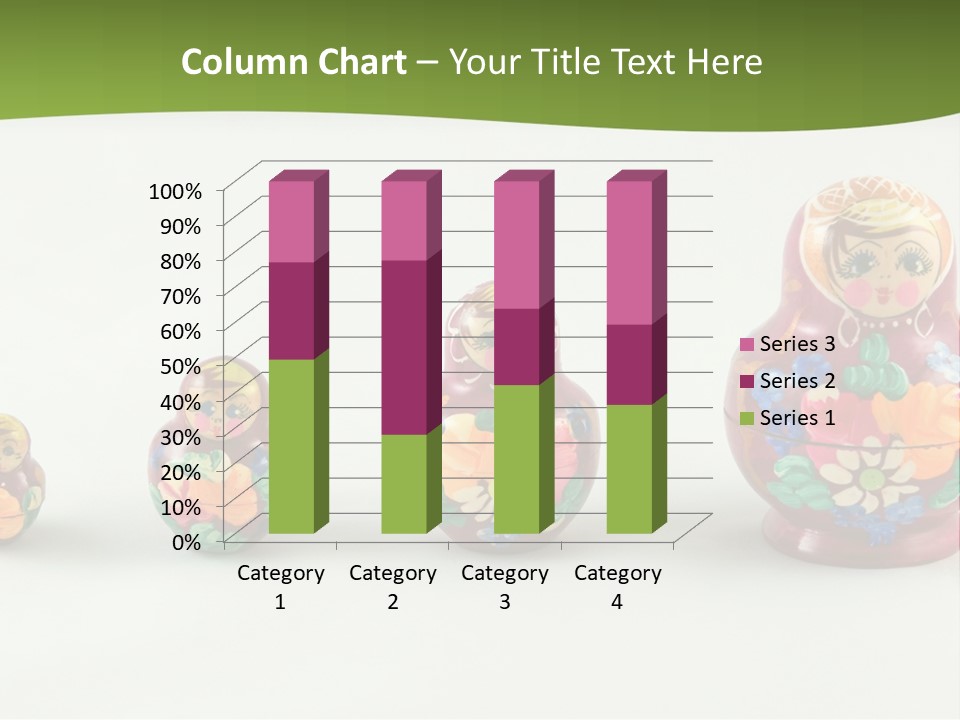Group Of Russian Nested Babushka Dolls On White PowerPoint Template