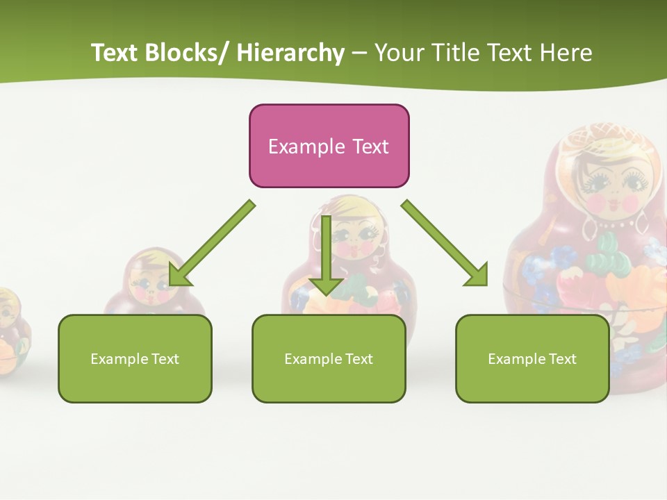 Group Of Russian Nested Babushka Dolls On White PowerPoint Template
