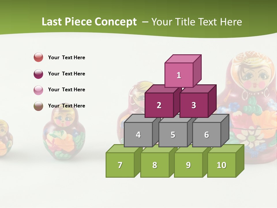 Group Of Russian Nested Babushka Dolls On White PowerPoint Template