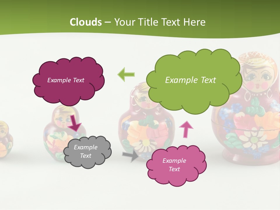 Group Of Russian Nested Babushka Dolls On White PowerPoint Template