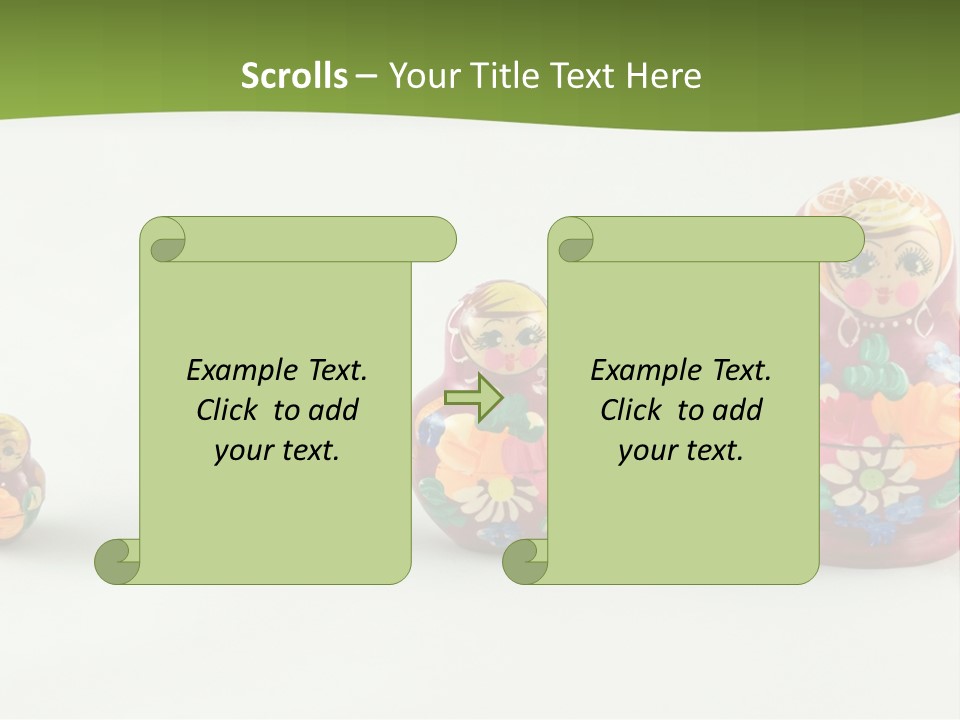 Group Of Russian Nested Babushka Dolls On White PowerPoint Template