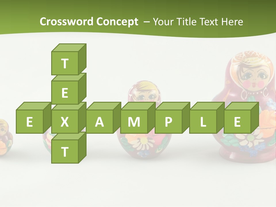 Group Of Russian Nested Babushka Dolls On White PowerPoint Template