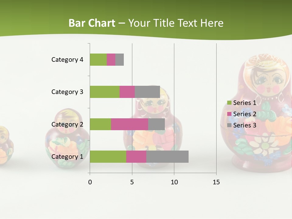 Group Of Russian Nested Babushka Dolls On White PowerPoint Template
