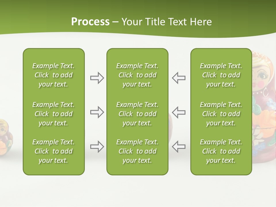 Group Of Russian Nested Babushka Dolls On White PowerPoint Template