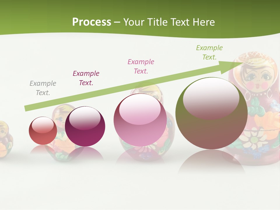 Group Of Russian Nested Babushka Dolls On White PowerPoint Template