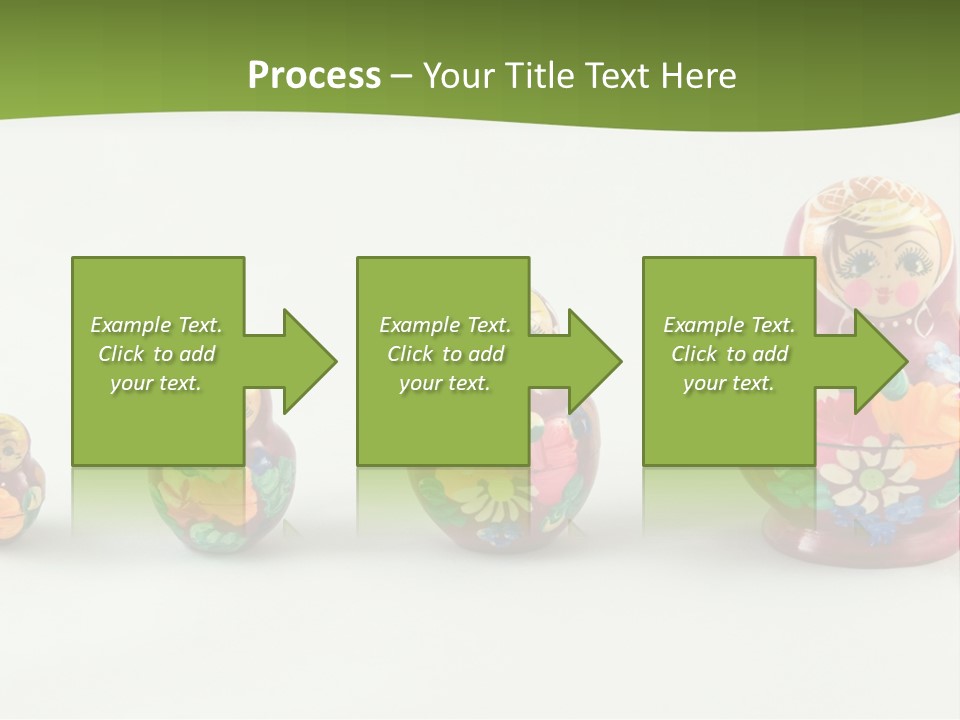 Group Of Russian Nested Babushka Dolls On White PowerPoint Template