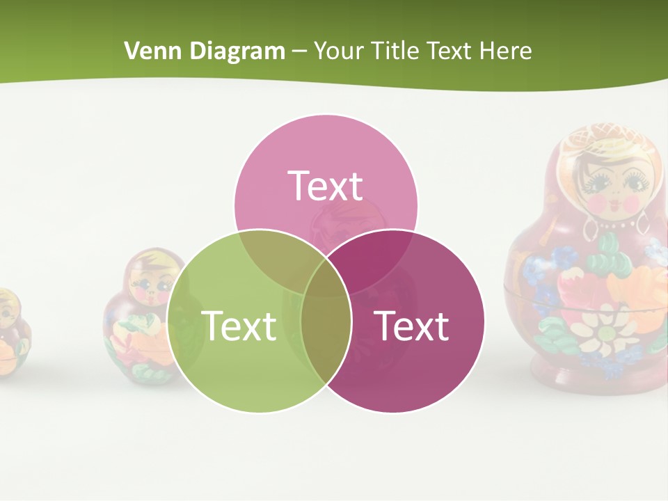 Group Of Russian Nested Babushka Dolls On White PowerPoint Template