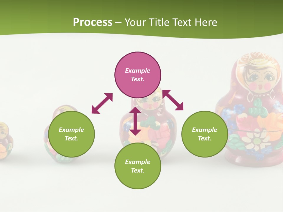 Group Of Russian Nested Babushka Dolls On White PowerPoint Template