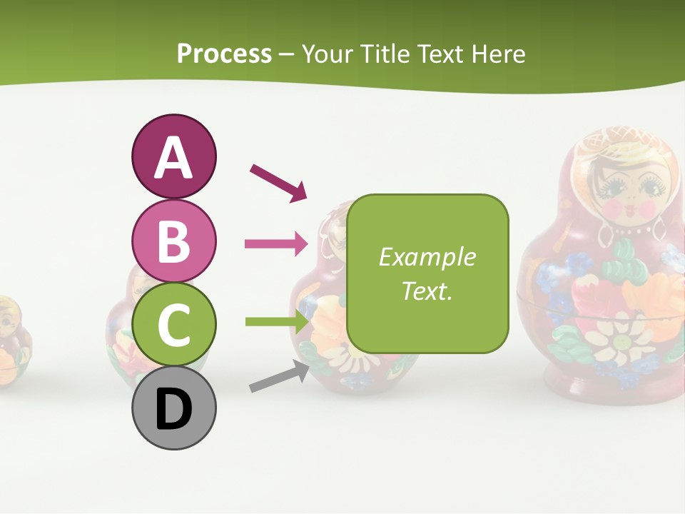 Group Of Russian Nested Babushka Dolls On White PowerPoint Template