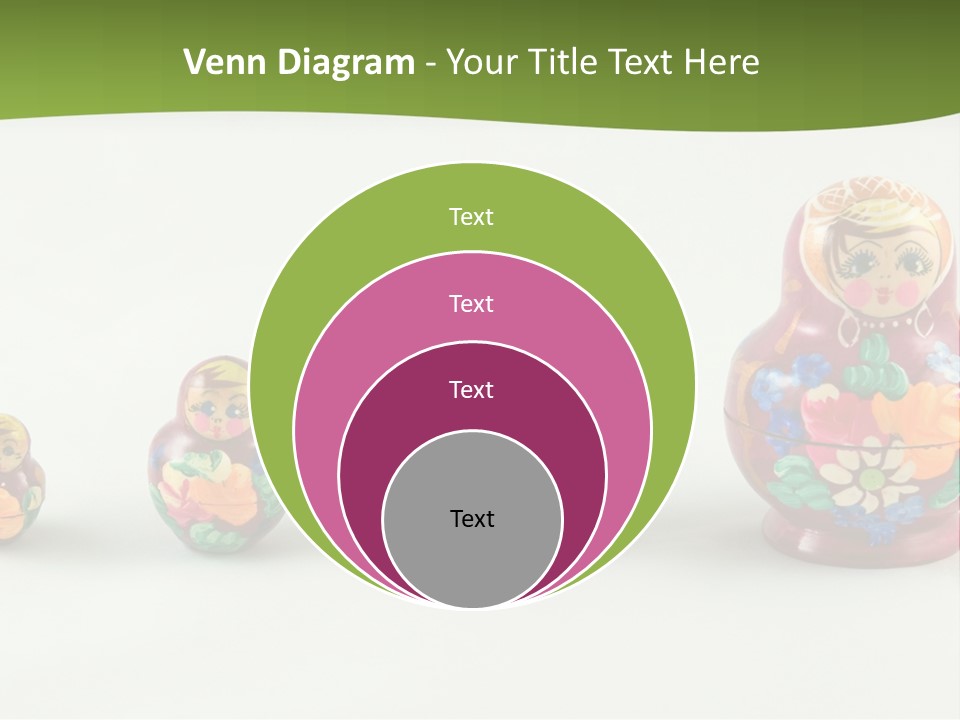 Group Of Russian Nested Babushka Dolls On White PowerPoint Template