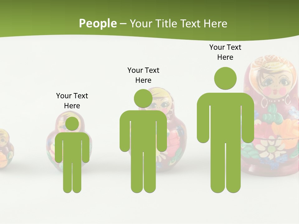 Group Of Russian Nested Babushka Dolls On White PowerPoint Template