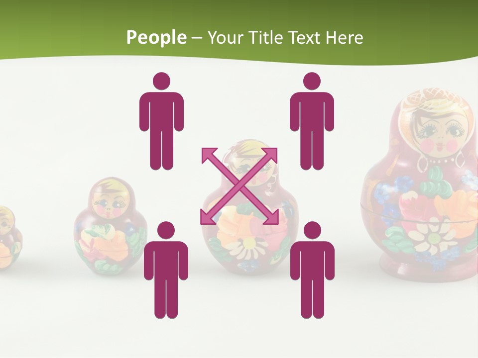 Group Of Russian Nested Babushka Dolls On White PowerPoint Template