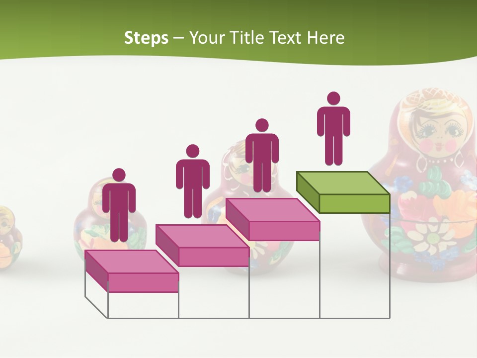 Group Of Russian Nested Babushka Dolls On White PowerPoint Template