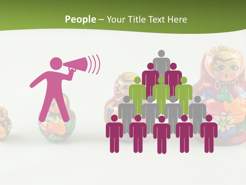 Group Of Russian Nested Babushka Dolls On White PowerPoint Template