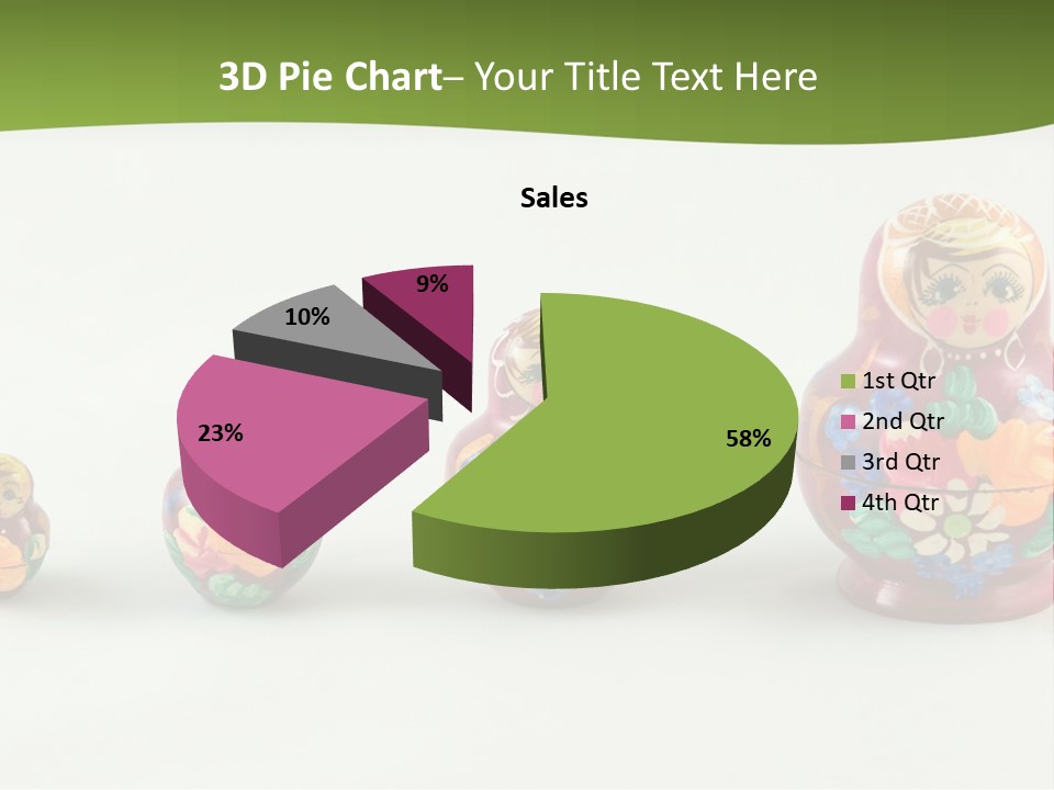 Group Of Russian Nested Babushka Dolls On White PowerPoint Template