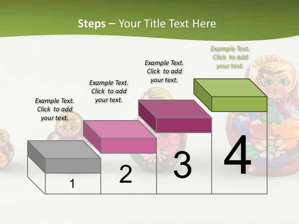 Group Of Russian Nested Babushka Dolls On White PowerPoint Template