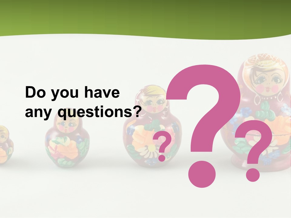 Group Of Russian Nested Babushka Dolls On White PowerPoint Template