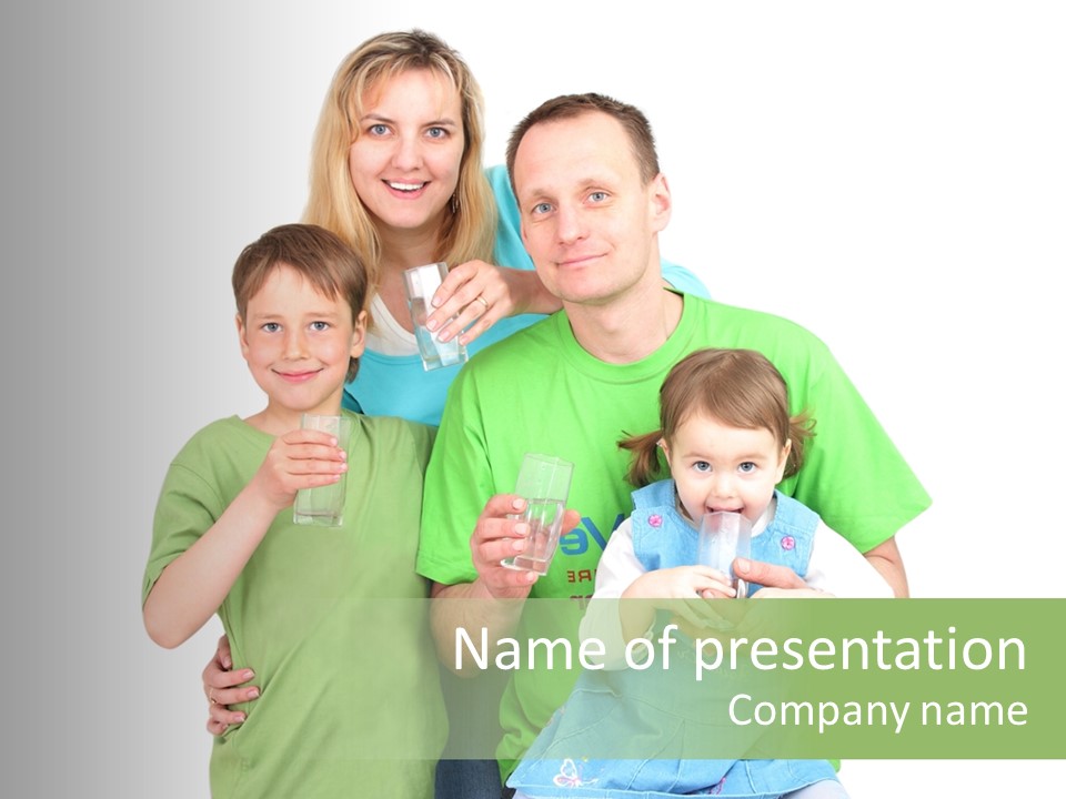 Happy Family Drinks Pure Water PowerPoint Template