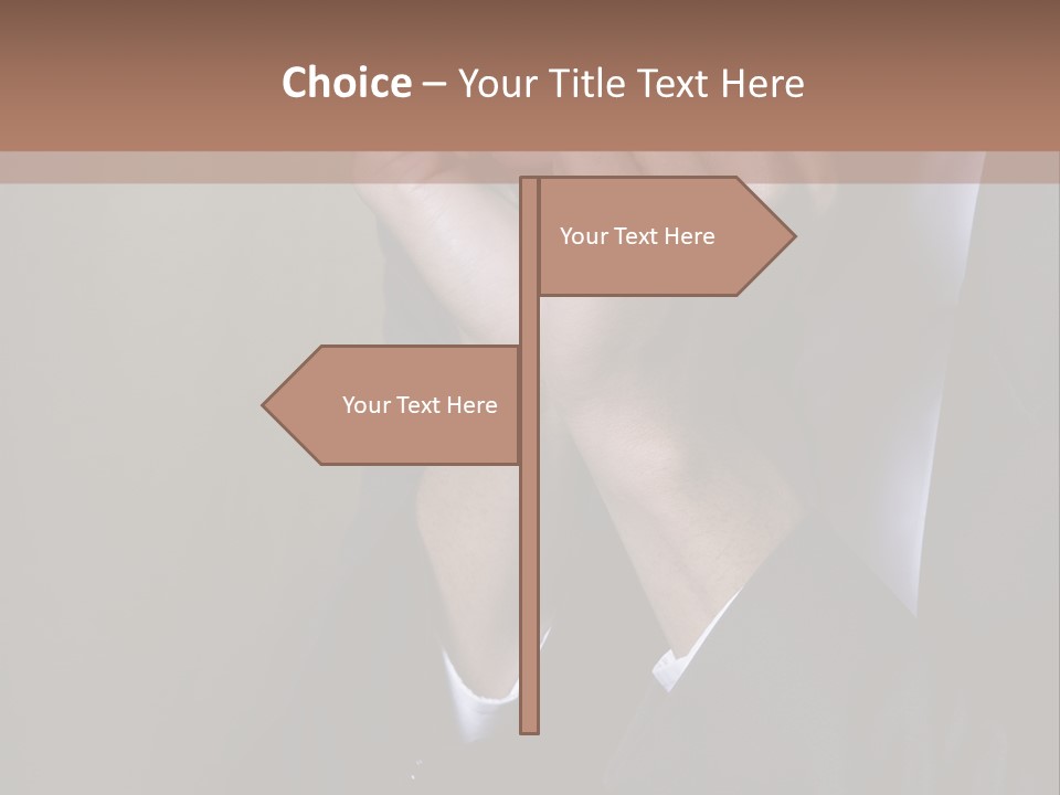A Sad Businessman Rests His Hands On His Chin PowerPoint Template