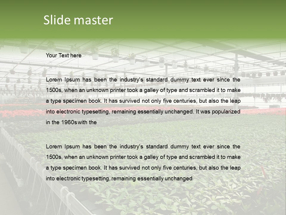 Flowers In Greenhouse PowerPoint Template