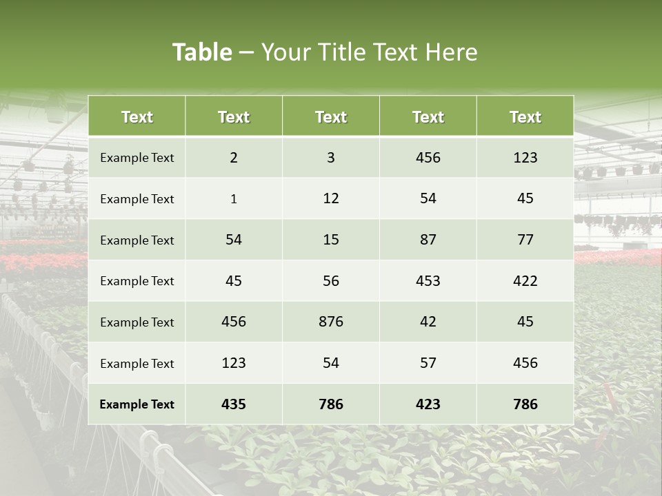 Flowers In Greenhouse PowerPoint Template