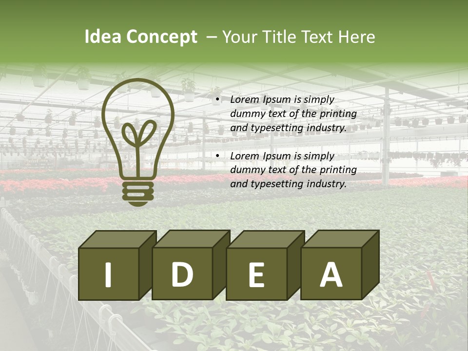 Flowers In Greenhouse PowerPoint Template