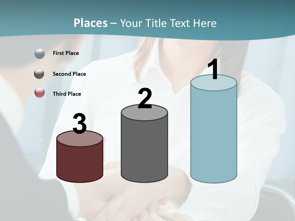 Two Businesspeople, Or Business Person And Client Handshaking At Office PowerPoint Template
