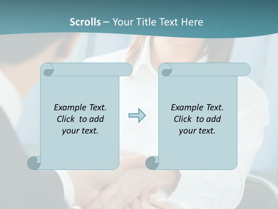 Two Businesspeople, Or Business Person And Client Handshaking At Office PowerPoint Template
