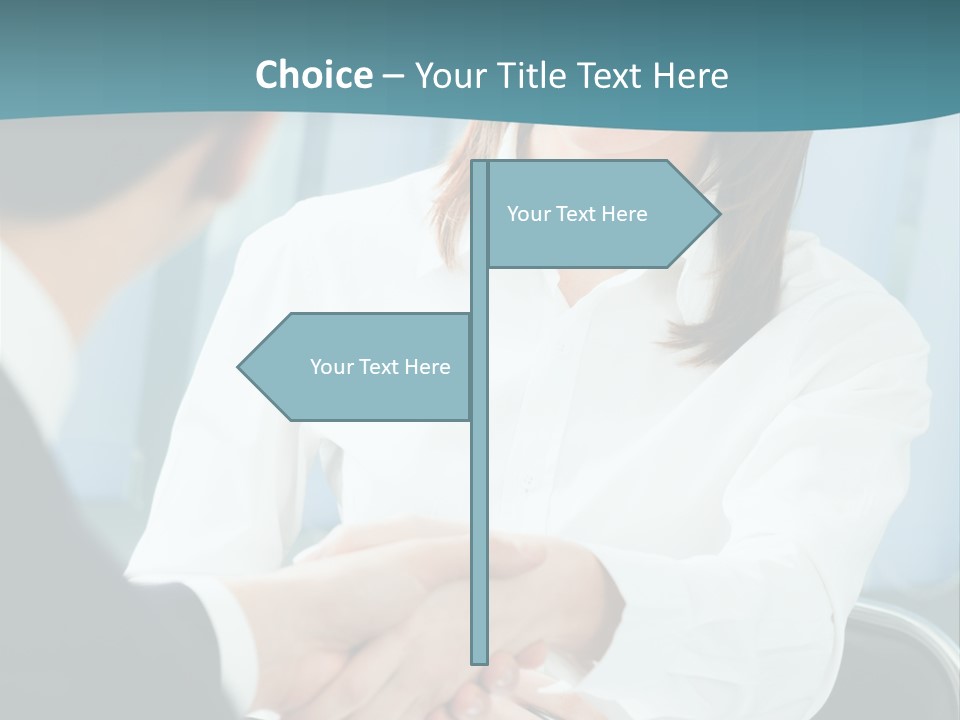 Two Businesspeople, Or Business Person And Client Handshaking At Office PowerPoint Template