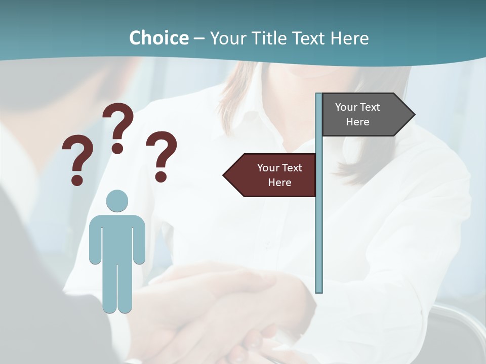 Two Businesspeople, Or Business Person And Client Handshaking At Office PowerPoint Template