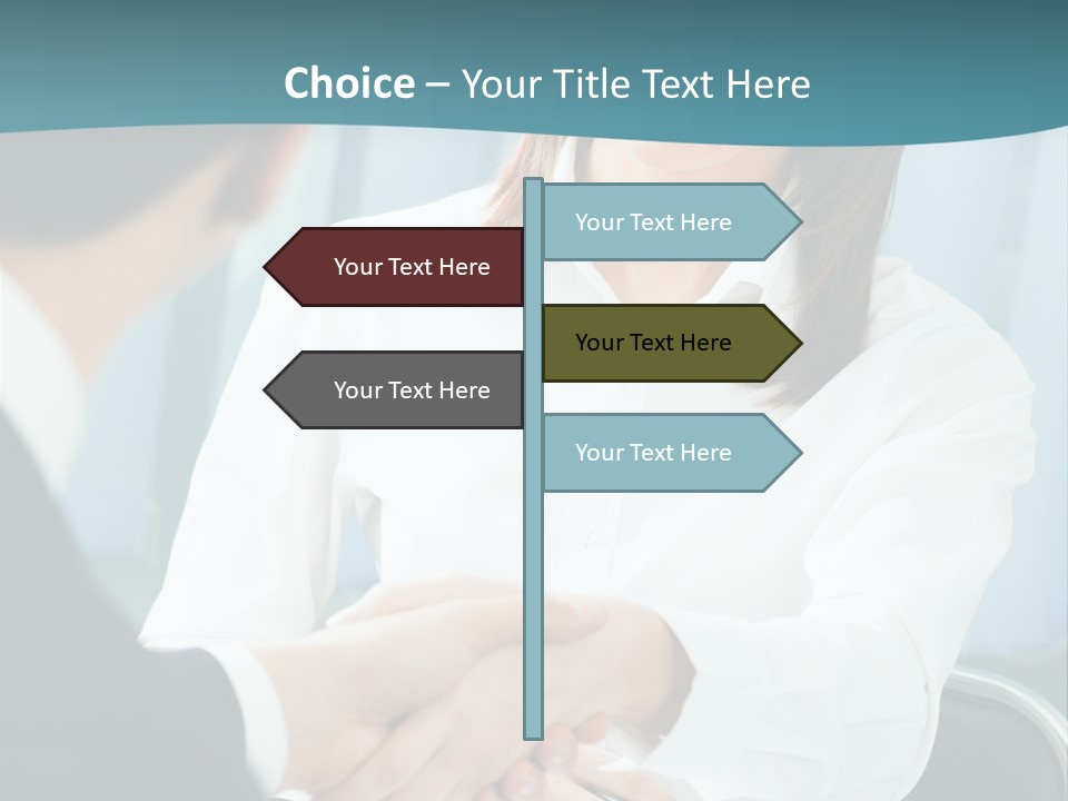 Two Businesspeople, Or Business Person And Client Handshaking At Office PowerPoint Template