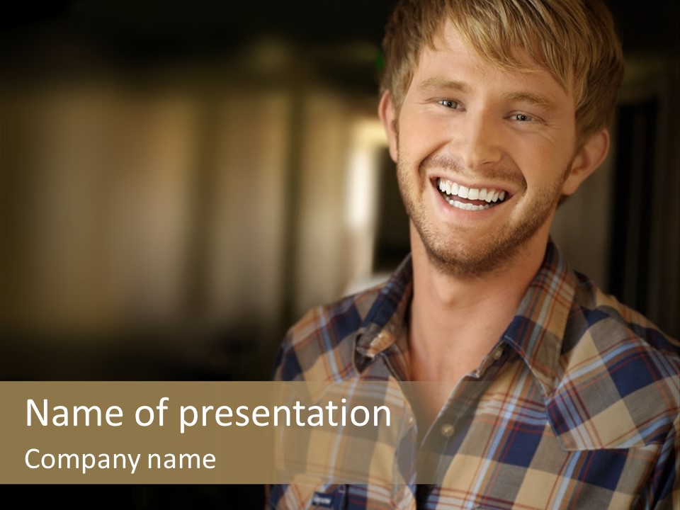 Young Happy Man With Big Smile PowerPoint Template