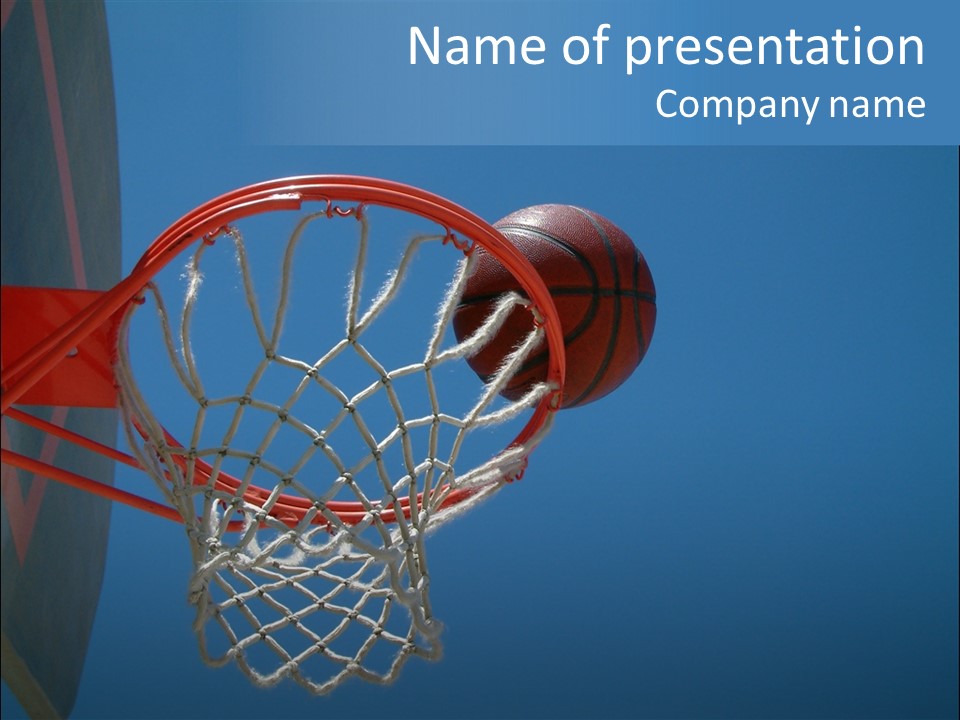 Basketball On The Rim PowerPoint Template