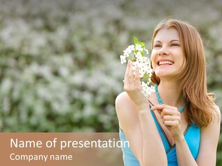 Laughing Girl Outdoors PowerPoint Template