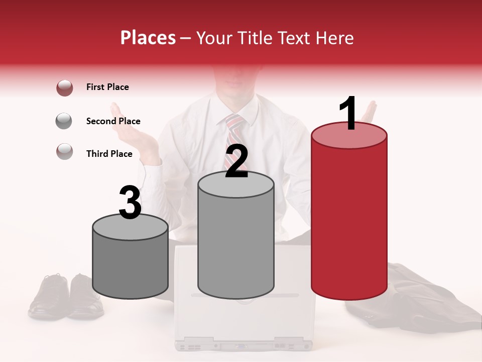 Businessman Meditates In Office PowerPoint Template