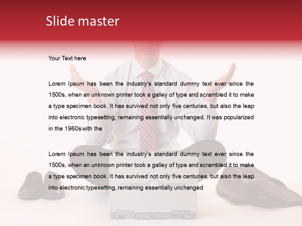 Businessman Meditates In Office PowerPoint Template