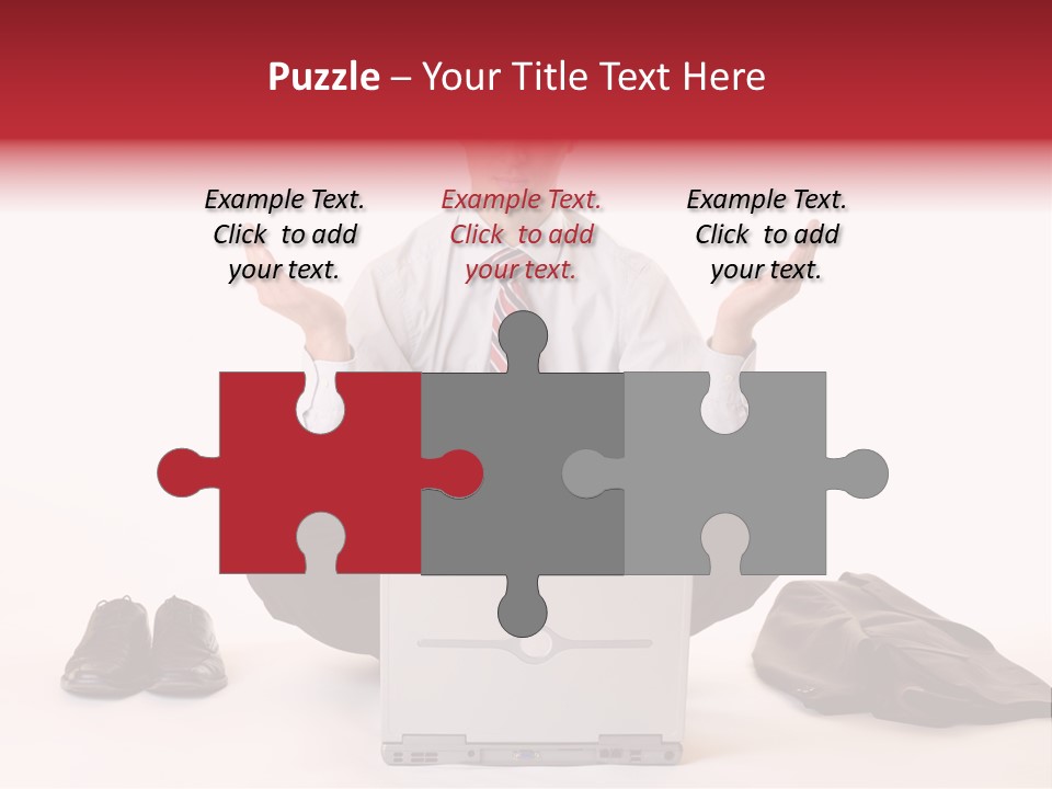 Businessman Meditates In Office PowerPoint Template