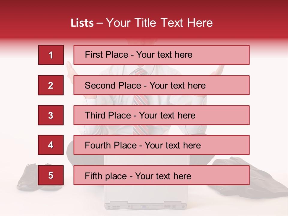 Businessman Meditates In Office PowerPoint Template
