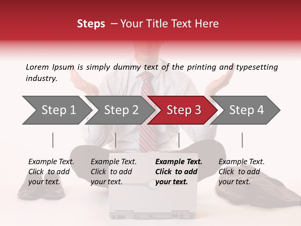Businessman Meditates In Office PowerPoint Template