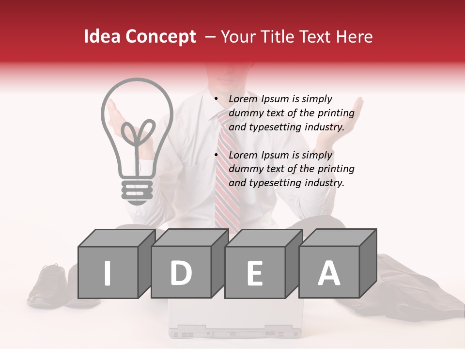 Businessman Meditates In Office PowerPoint Template