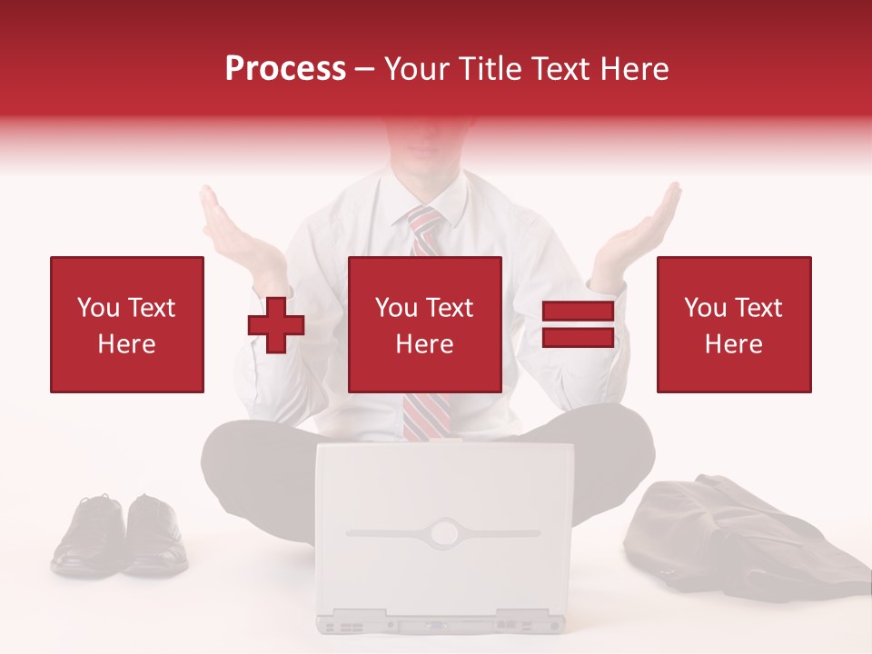 Businessman Meditates In Office PowerPoint Template