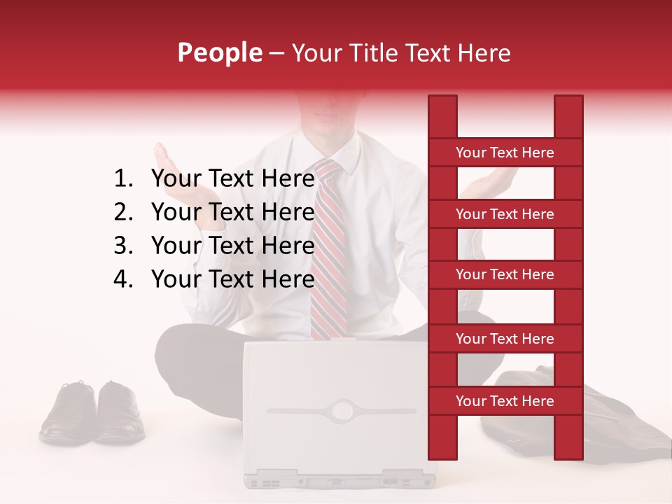 Businessman Meditates In Office PowerPoint Template