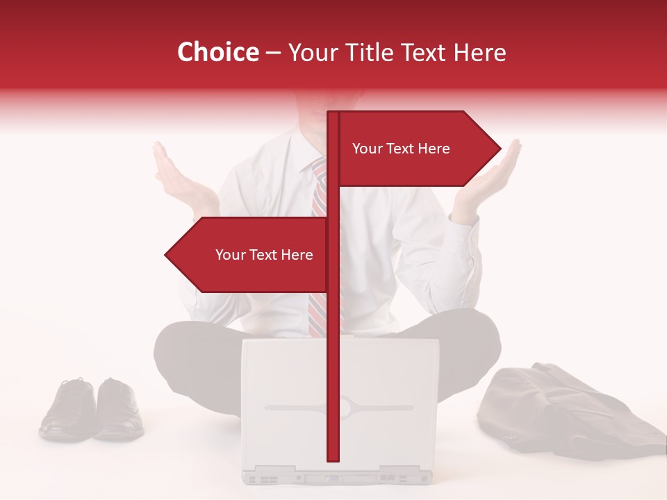 Businessman Meditates In Office PowerPoint Template