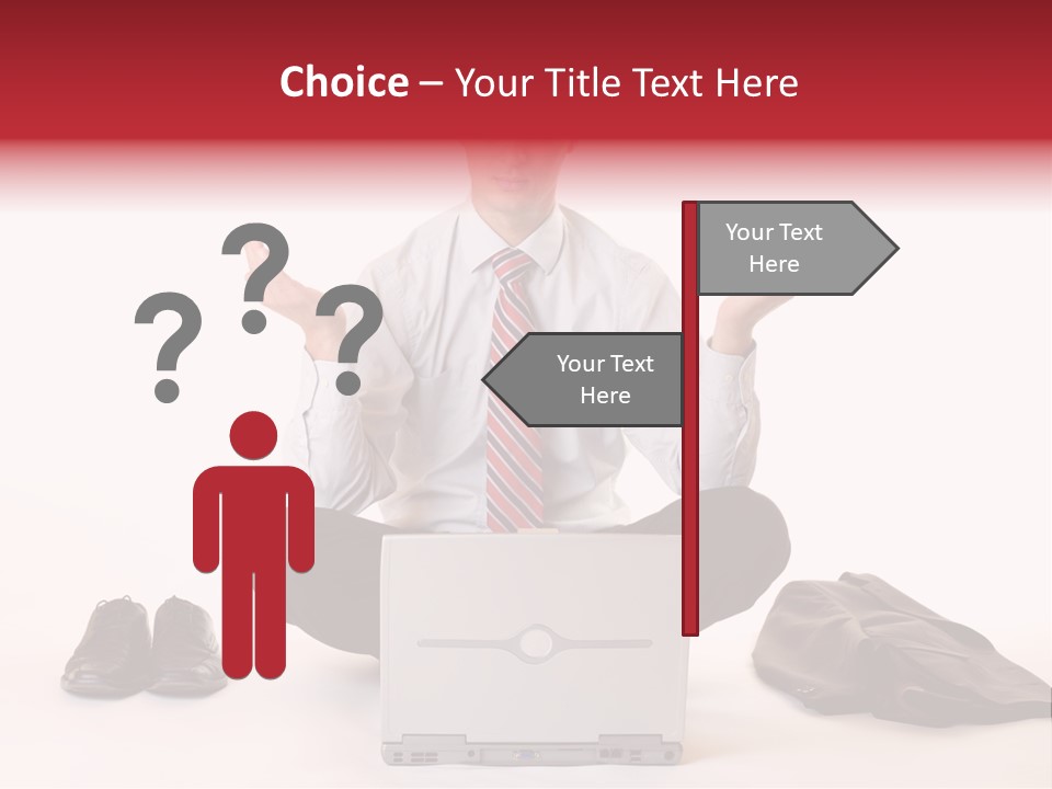 Businessman Meditates In Office PowerPoint Template