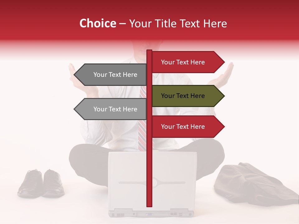 Businessman Meditates In Office PowerPoint Template